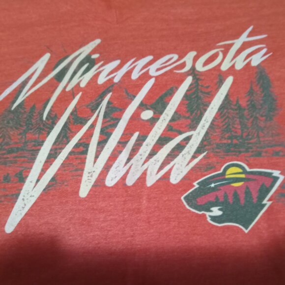 Fanatics Minnesota Wild Women's V - Neck Tee - 2XL - Heather Red - Hockey - Picture 2 of 3
